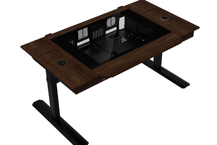 Стол LIAN LI DK-07 WOOD вмещает в себя две системы с платами E-ATX