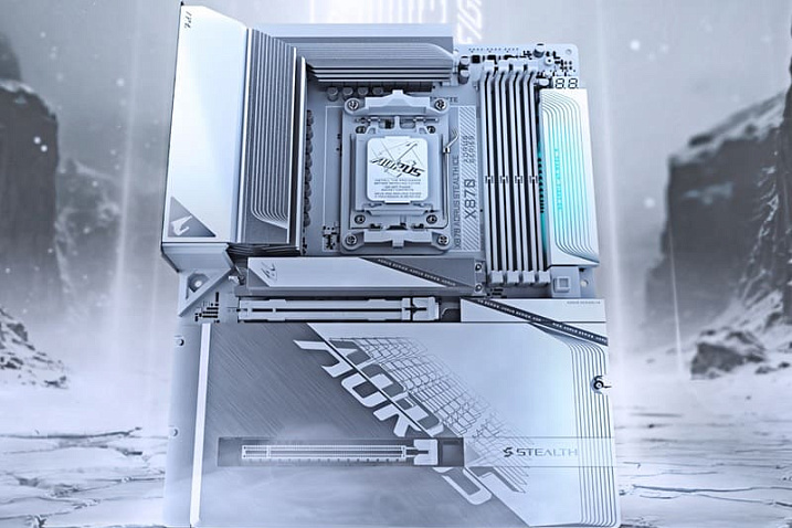 GIGABYTE показала белые платы X870/B850 AORUS STEALTH со скрытыми разъемами