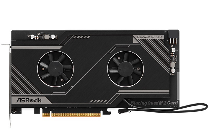 Плата расширения ASRock Blazing Quad M.2 вмещает четыре накопителя M.2 с PCIe 5.0