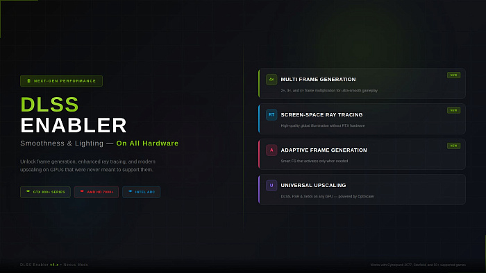 Моддеры научились запускать многокадровую генерацию NVIDIA DLSS на видеокартах AMD и Intel Моддеры научились запускать многокадровую генерацию NVIDIA DLSS на видеокартах AMD и Intel