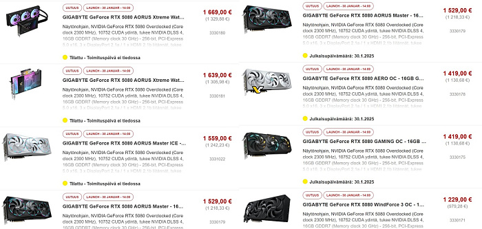 Предварительные европейские ценники GeForce RTX 5080 далеки от рекомендованных