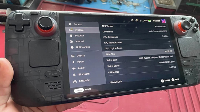 Модификация Steam Deck OLED увеличивает объём оперативной памяти до 32 Гбайт
