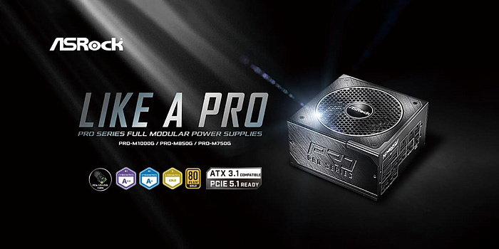ASRock представила серию полностью модульных блоков питания PRO MG