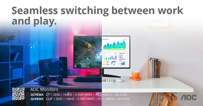 AOC начала продажи доступных QHD-мониторов Q24B36X и Q27B36X