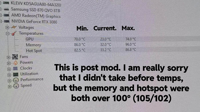 Радиатор от автомобильного усилителя помогает снизить температуру GeForce RTX 3080 на 15&deg;C