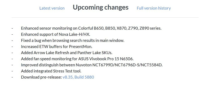 HWiNFO скоро получит поддержку Arrow Lake Refresh, Nova Lake-H/HX и Panther Lake