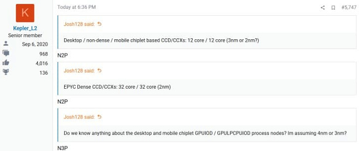 Процессоры AMD Ryzen на Zen 6 будут основаны на техпроцессах N2P и N3P от TSMC