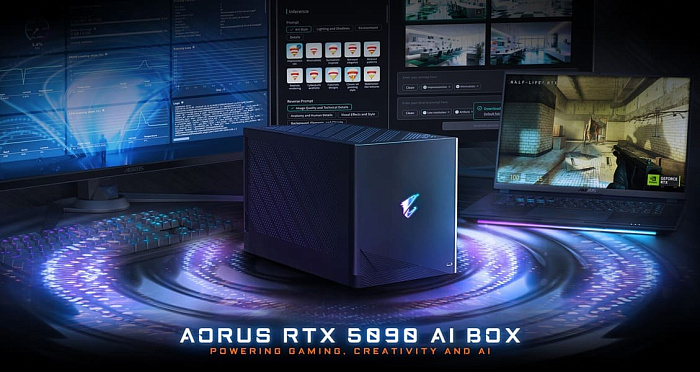 GIGABYTE AORUS RTX 5090 AI BOX &mdash; внешняя видеокарта с СЖО и блоком питания на 850 Вт