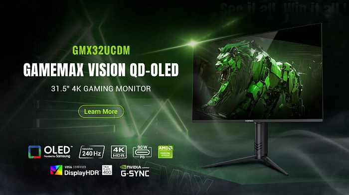 Игровой монитор GameMax VISION GMX32UCDM предлагает матрицу QD-OLED  