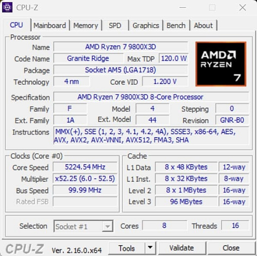Обновление CPU-Z 2.16 добавило поддержку множества процессоров и видеокарт от AMD и NVIDIA