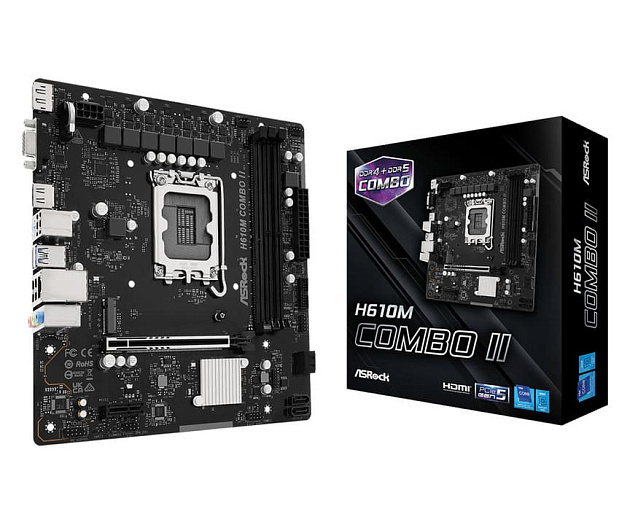 Материнская плата ASRock H610M COMBO II получила три слота памяти для DDR4 и DDR5