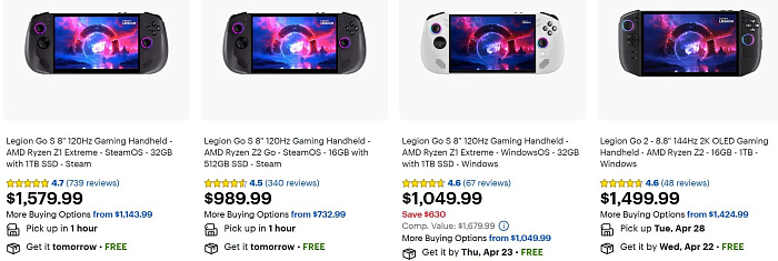 Розничная цена портативной консоли Lenovo Legion Go S достигла $1580