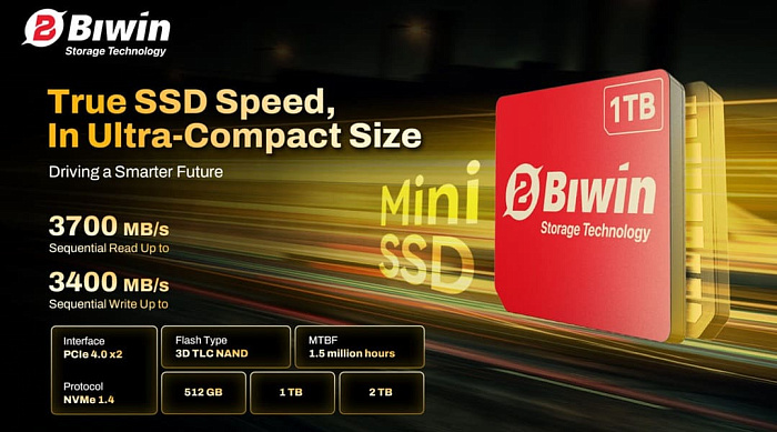 Biwin разработала накопитель Mini SSD &mdash; более чем в три раза быстрее microSD Express