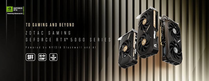 Рассматриваем модельный ряд показанных видеокарт GeForce RTX 5060/Ti
