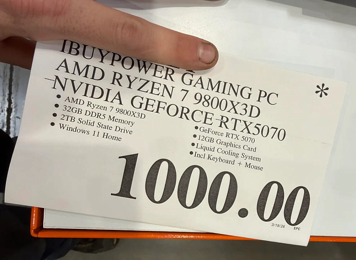 Пользователь смог урвать систему с Ryzen 7 9800X3D, RTX 5070, 32GB RAM и 2TB SSD за $1000