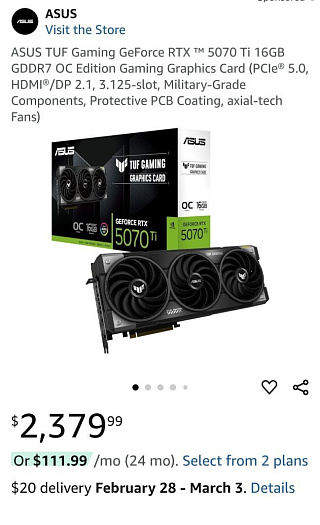Цена на некоторые модели GeForce RTX 5070 Ti превышает $2000