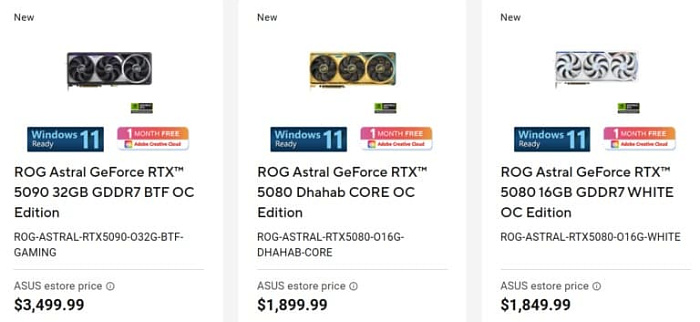ASUS ROG Astral GeForce RTX 5080 Dhahab CORE не получила ни грамма золота