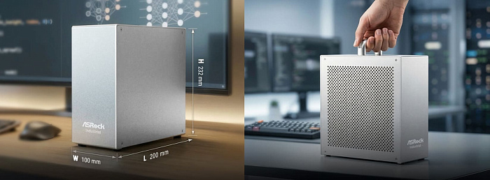 У рабочей станции ASRock Industrial AI BOX-A395 есть рукоять для удобной переноски