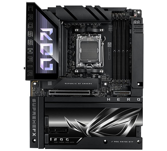 ASUS представила плату ROG Crosshair X870E Hero BTF со скрытыми разъёмами