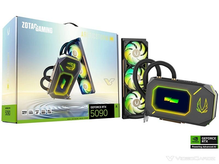 Видеокарта ZOTAC GeForce RTX 5090 ArcticStorm поставляется с готовой 360-мм СЖО