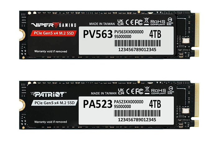 Patriot выпустила накопители Viper PV563 и Patriot PA523 на основе PCI Express 5.0