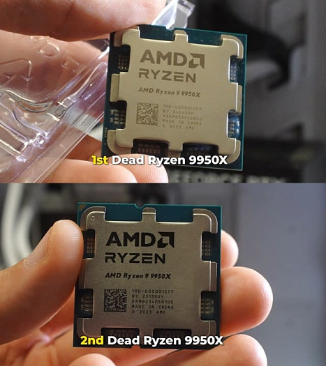 Плата ASRock X870 Steel Legend WiFi уничтожила два Ryzen 9 9950X у железного блогера
