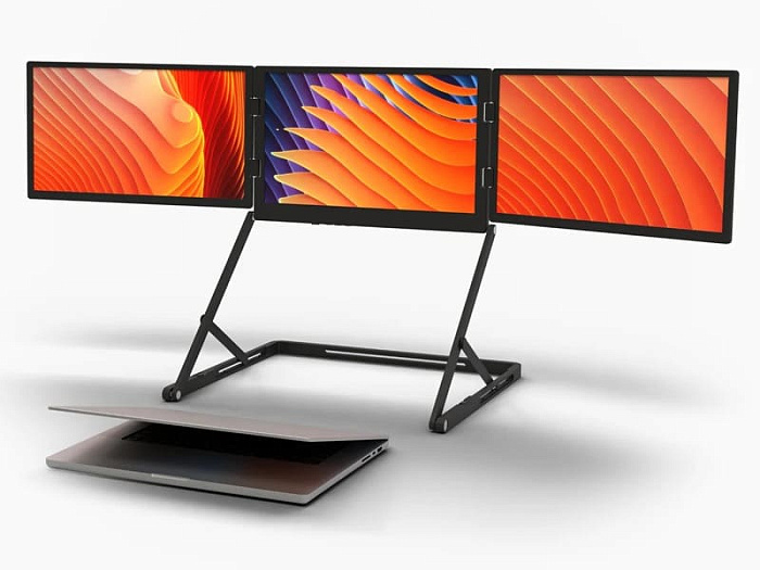 Aura Displays представила 43-дюймовый монитор с тремя складными дисплеями