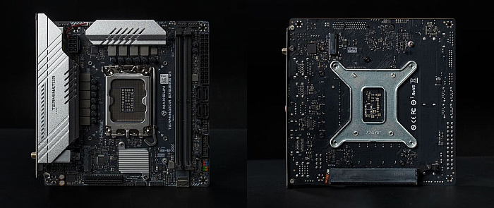 У MAXSUN B760 Terminator BKB порт для видеокарты разместился с обратной стороны платы