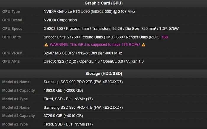 CPU-Z Validator научился определять видеокарты RTX 5000 с уменьшенным количеством ROP