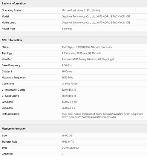 Два по 96: AMD Ryzen 9 9950X3D2 вновь протестирован в Geekbench Два по 96: AMD Ryzen 9 9950X3D2 вновь протестирован в Geekbench