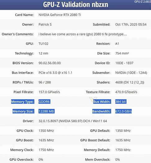 Обнаружен прототип GeForce GTX 2080 Ti с 12 Гбайтами памяти Обнаружен прототип GeForce GTX 2080 Ti с 12 Гбайтами памяти