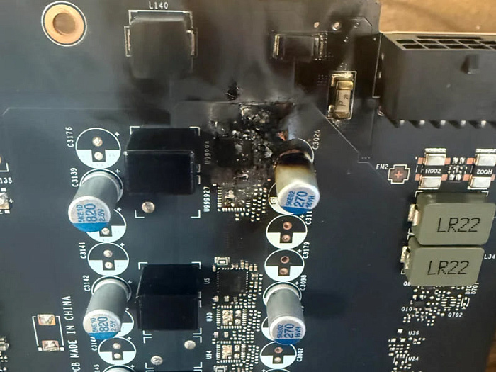 GeForce RTX 4080 SUPER моментально сгорела после первого включения