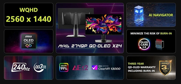 Игровой монитор MSI MAG 274QP QD-OLED X24 оценён в $500