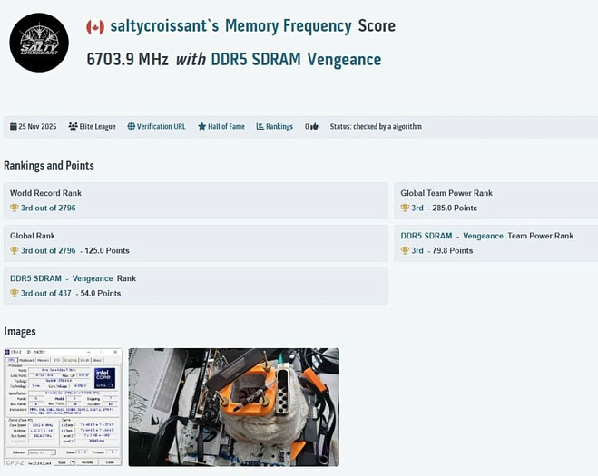 Оверклокер смог разогнать модуль памяти DDR5 до 12916 MT/s без охлаждения