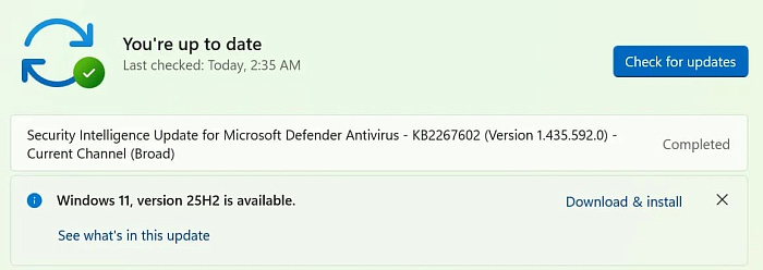В первых тестах нет разницы в производительности между Windows 11 24H2 и 25H2