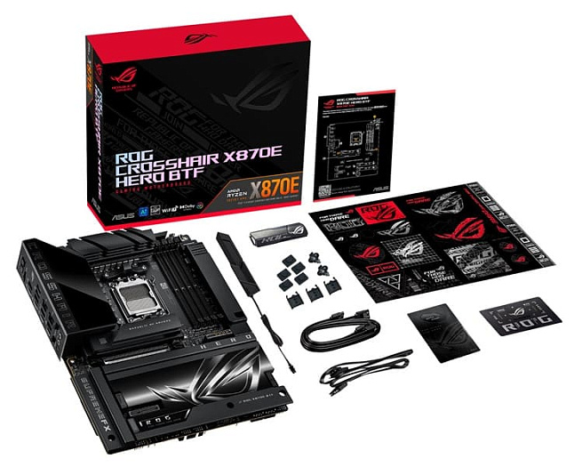 ASUS представила плату ROG Crosshair X870E Hero BTF со скрытыми разъёмами