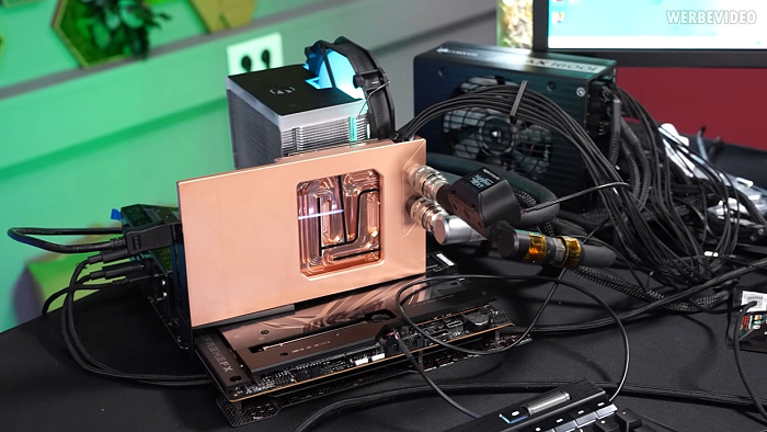Полностью медный водоблок снижает температуру RTX 5090 на 20℃  
