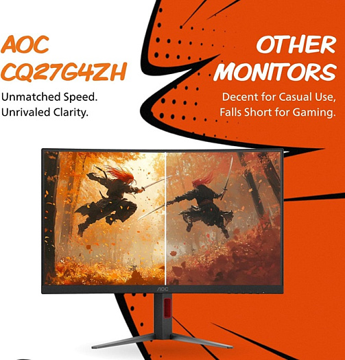 27-дюймовый монитор AOC CQ27G4ZH предлагает Quad HD разрешение с частотой 300 Hz  