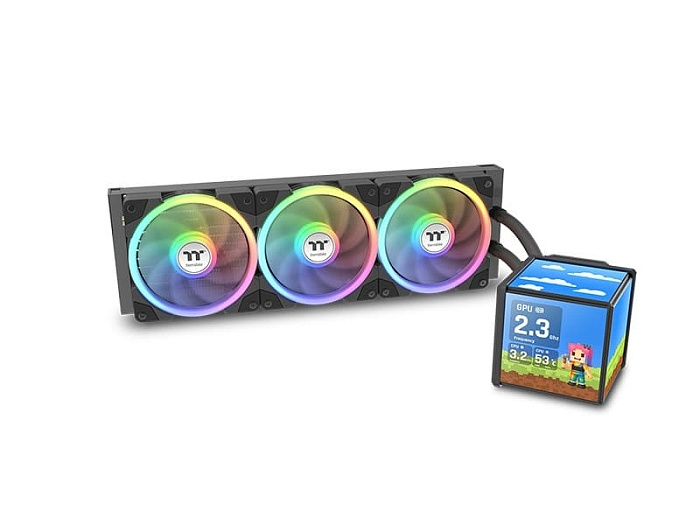 Thermaltake выпустила готовую СЖО MINECUBE 360 Ultra ARGB Sync с четырьмя дисплеями