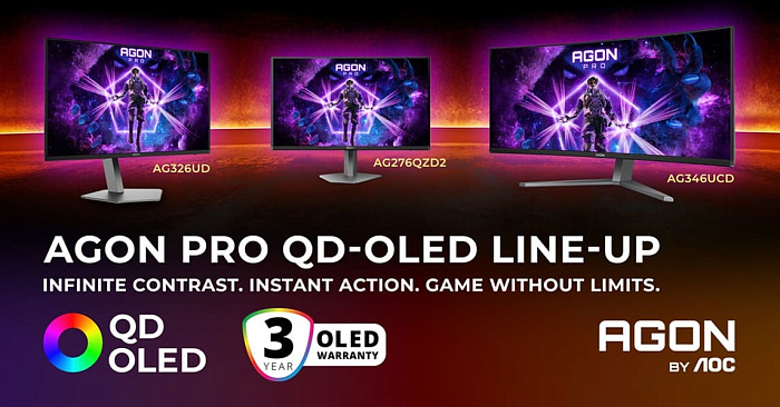 AOC показала сразу пять мониторов AGON PRO на матрице QD-OLED