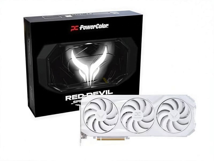 PowerColor Radeon RX 9070 XT Red Devil Spectral White выполнена полностью в белом цвете