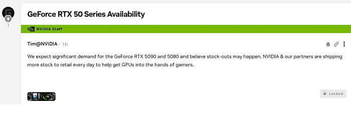 NVIDIA подтвердила недостаток GeForce RTX 5090/5080 на старте продаж