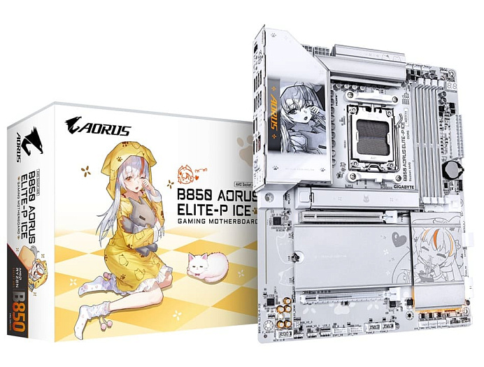 На плате GIGABYTE B850 AORUS ELITE-P ICE присутствует аниме-девочка