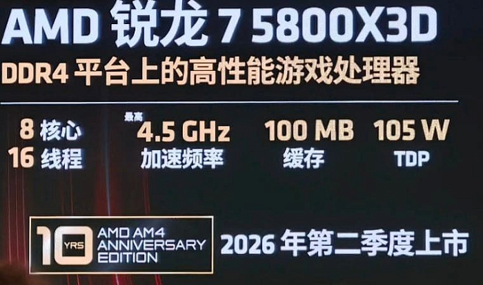 AMD собирается перевыпустить Ryzen 7 5800X3D к 10-летию платформы AM4