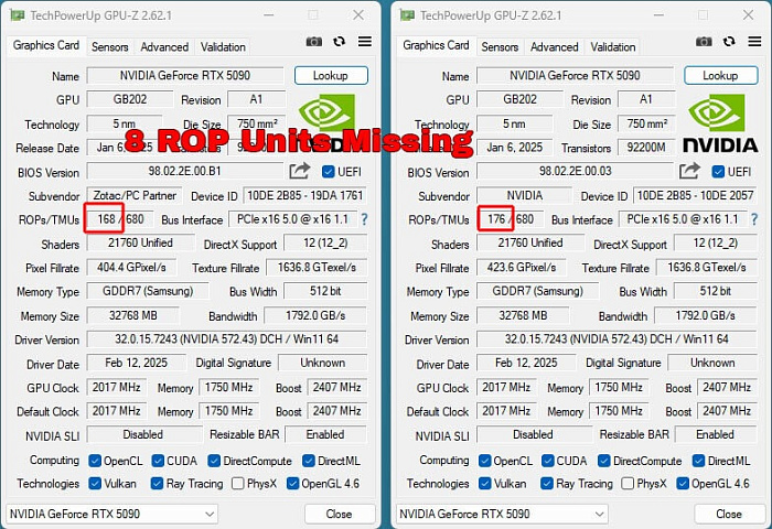 Некоторые экземпляры GeForce RTX 5090/D поставляются с дефектными графическими процессорами