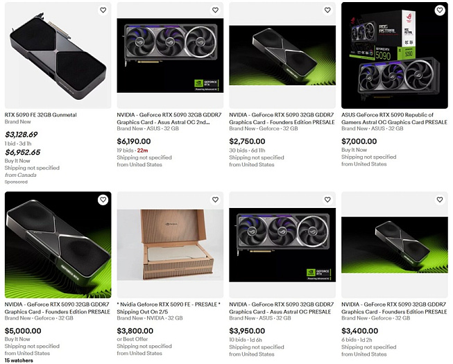 Перекупщики уже взялись за продажи GeForce RTX 5090