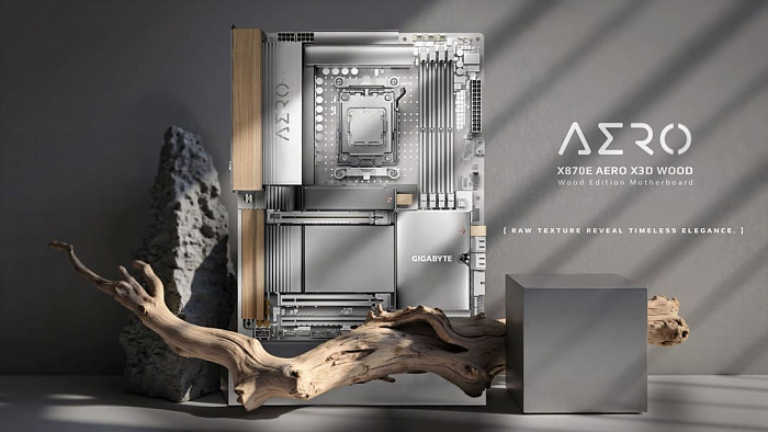 GIGABYTE выпустила материнскую плату X870E AERO X3D WOOD с деревянными вставками