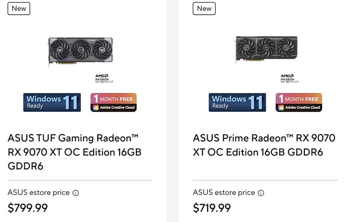 ASUS опять повысила стоимость своих видеокарт GeForce RTX 5000 и Radeon RX 9000