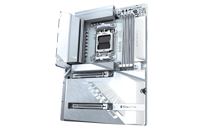 GIGABYTE показала белые платы X870/B850 AORUS STEALTH со скрытыми разъемами