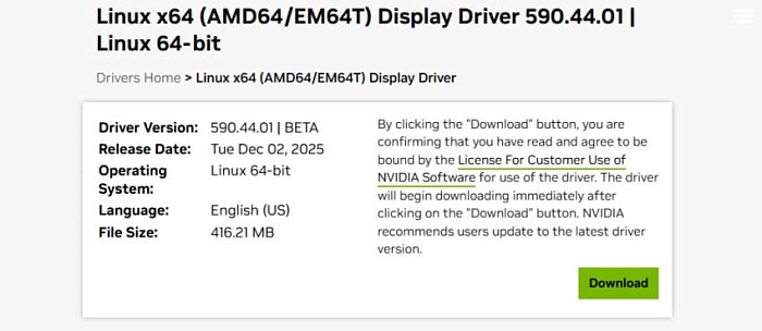 Бета-драйвер NVIDIA 590.44.01 для Linux лишается поддержки возрастных видеокарт Бета-драйвер NVIDIA 590.44.01 для Linux лишается поддержки возрастных видеокарт